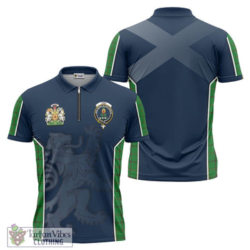 Don Tartan Zipper Polo Shirt with Family Crest and Lion Rampant Vibes Sport Style