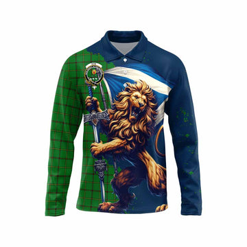Don Tartan Family Crest Long Sleeve Polo Shirt with Scottish Majestic Lion Unisex - Tartan Vibes Clothing