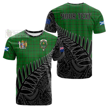Tartan Vibes Clothing Don Crest Tartan Cotton T-shirt with New Zealand Silver Fern Half Style