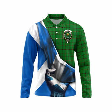 Don Tartan Long Sleeve Polo Shirt with Family Crest Scotland Patriotic Style Unisex - Tartan Vibes Clothing