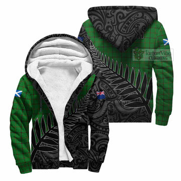 Don Crest Tartan Sherpa Hoodie with New Zealand Silver Fern Half Style Unisex S - Tartan Vibes Clothing