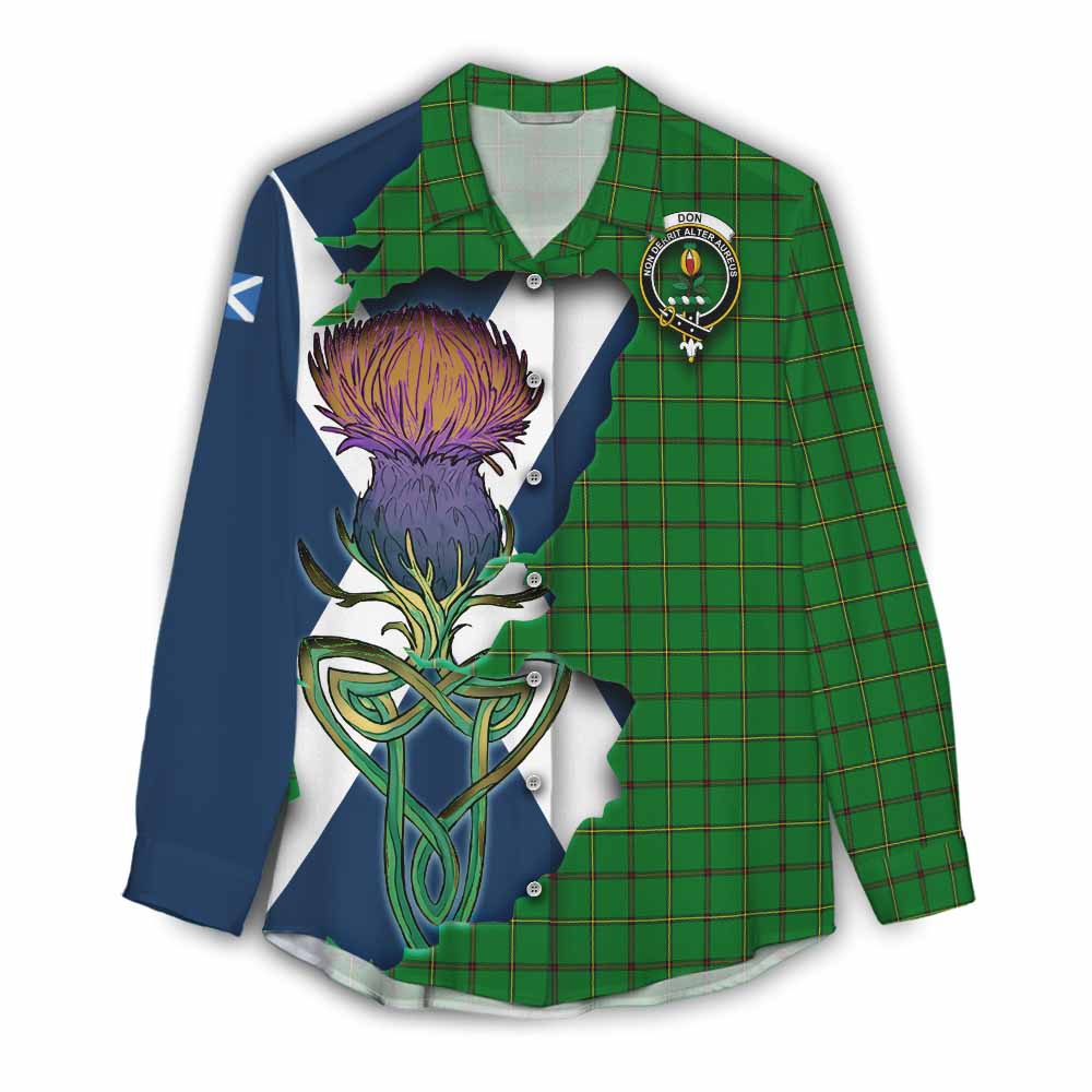Don Tartan Family Crest Women's Casual Shirt Scottish Thistle Celtic Inspired Female - Tartan Vibes Clothing