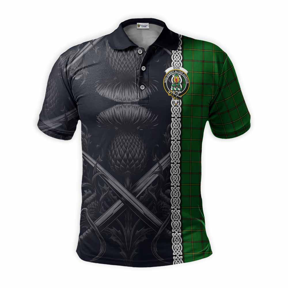 Don Tartan Polo Shirt with Family Crest Cross Sword Thistle Celtic Vibes Kid - Tartan Vibes Clothing