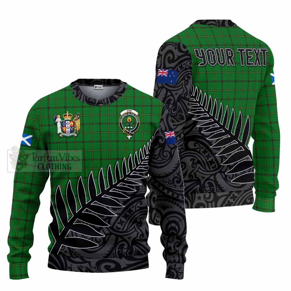 Don Crest Tartan Knitted Sweater with New Zealand Silver Fern Half Style Unisex - Tartan Vibes Clothing