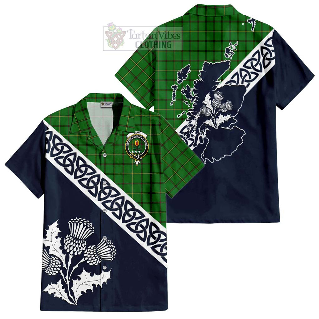 Don Tartan Hawaiian Shirt Featuring Thistle and Scotland Map Kid - Tartan Vibes Clothing