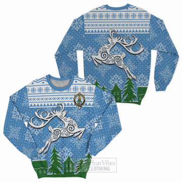 Don Clan Christmas Sweatshirt Celtic Reindeer Style Unisex - Tartan Vibes Clothing