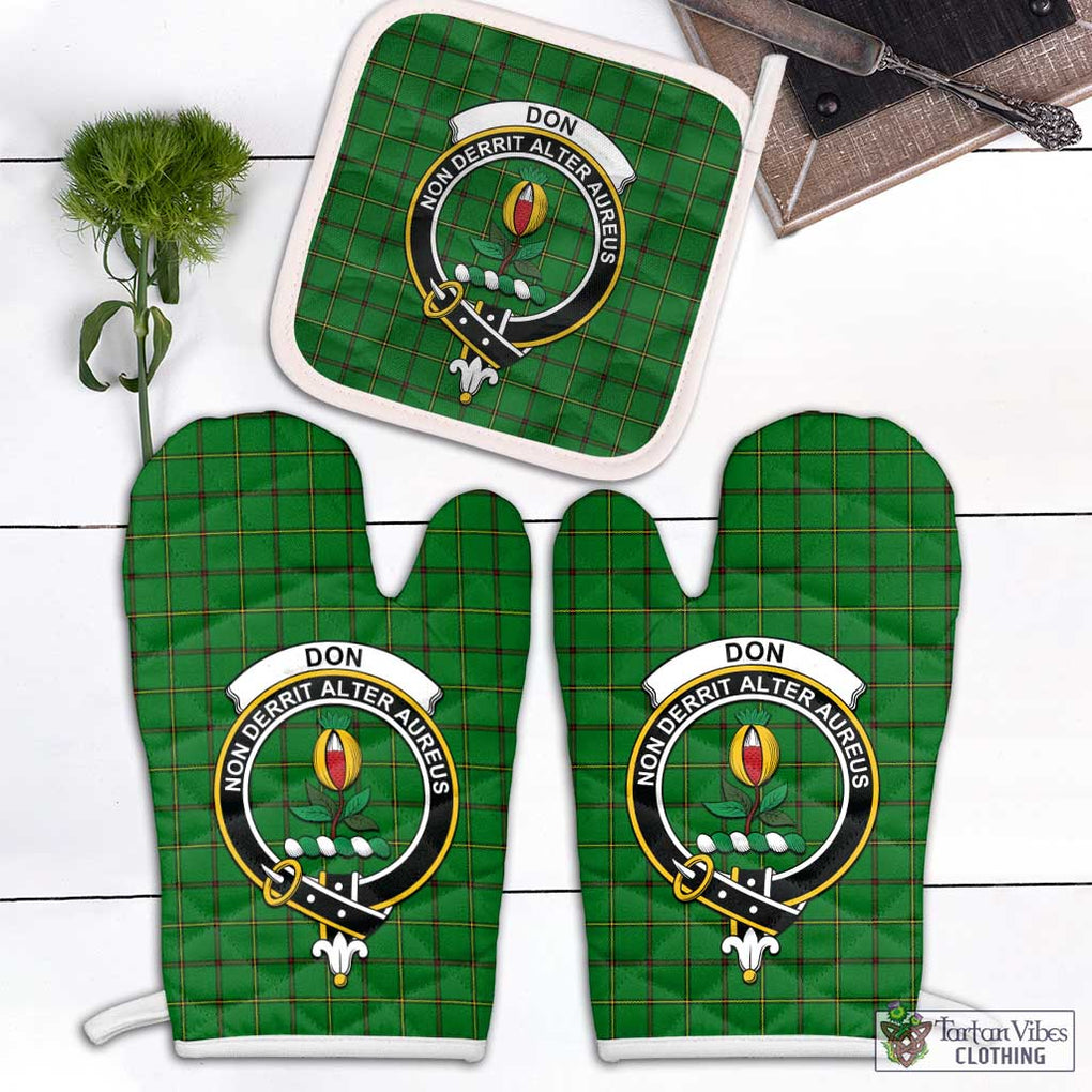 Don Tartan Combo Oven Mitt & Pot-Holder with Family Crest Combo 2 Oven Mitt & 1 Pot-Holder Black - Tartan Vibes Clothing