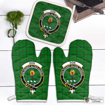 Don Tartan Combo Oven Mitt & Pot-Holder with Family Crest Combo 2 Oven Mitt & 1 Pot-Holder Black - Tartan Vibes Clothing