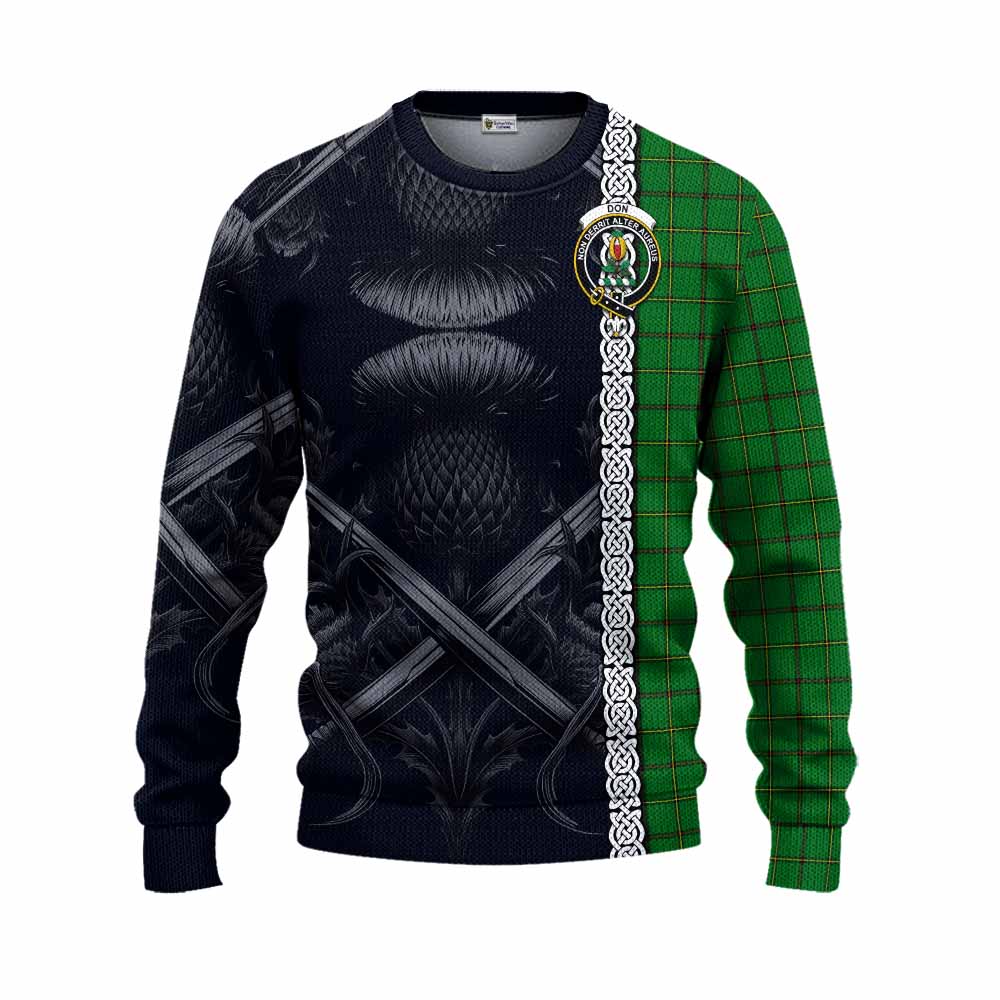 Don Tartan Knitted Sweater with Family Crest Cross Sword Thistle Celtic Vibes Unisex - Tartan Vibes Clothing