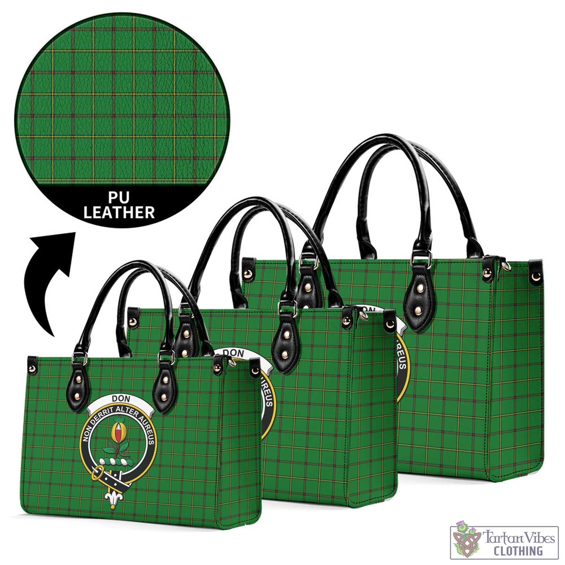 Don Tartan Luxury Leather Handbags with Family Crest L - Tartan Vibes Clothing