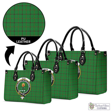 Don Tartan Luxury Leather Handbags with Family Crest L - Tartan Vibes Clothing