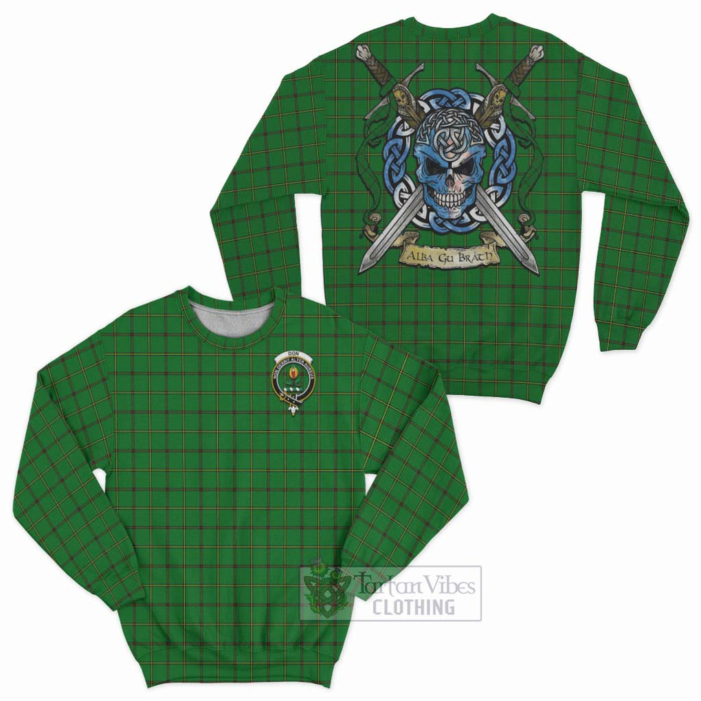 Don Tartan Sweatshirt with Family Crest Celtic Skull Style Unisex - Tartan Vibes Clothing