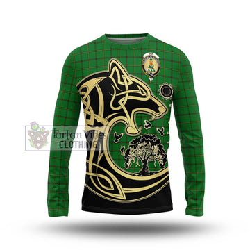 Don Tartan Long Sleeve T-Shirt with Family Crest Celtic Wolf Style Unisex - Tartan Vibes Clothing