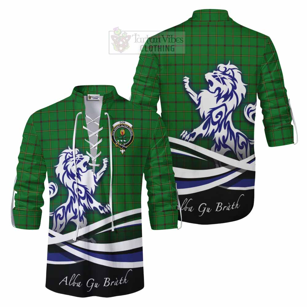 Don Tartan Ghillie Kilt Shirt with Alba Gu Brath Regal Lion Emblem Men - Tartan Vibes Clothing