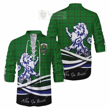 Don Tartan Ghillie Kilt Shirt with Alba Gu Brath Regal Lion Emblem Men - Tartan Vibes Clothing