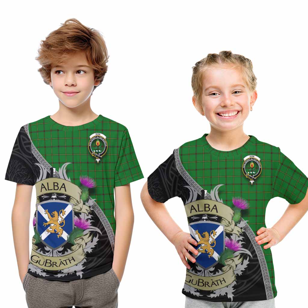 Don Tartan Family Crest Kid T-Shirt Lion Rampant Royal Thistle Shield Celtic Inspired Youth XL Size14 - Tartan Vibes Clothing