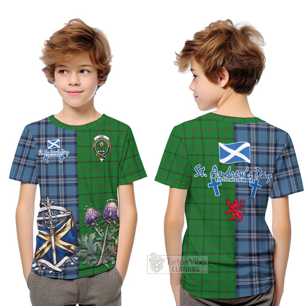 Don Tartan Kid T-Shirt Happy St. Andrew's Day Half Tartan Style Youth XL Size14 - Tartan Vibes Clothing