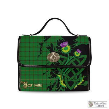 Don Tartan Waterproof Canvas Bag with Scotland Map and Thistle Celtic Accents
