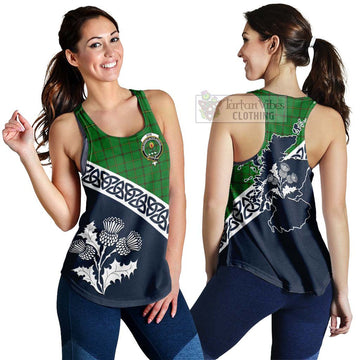 Don Tartan Women's Racerback Tanks Featuring Thistle and Scotland Map 4XL - Tartan Vibes Clothing