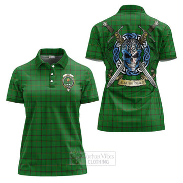 Don Tartan Women's Polo Shirt with Family Crest Celtic Skull Style Women - Tartan Vibes Clothing