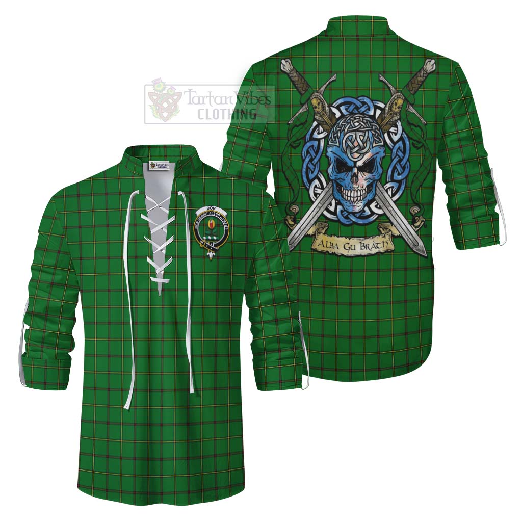 Don Tartan Ghillie Kilt Shirt with Family Crest Celtic Skull Style Men - Tartan Vibes Clothing