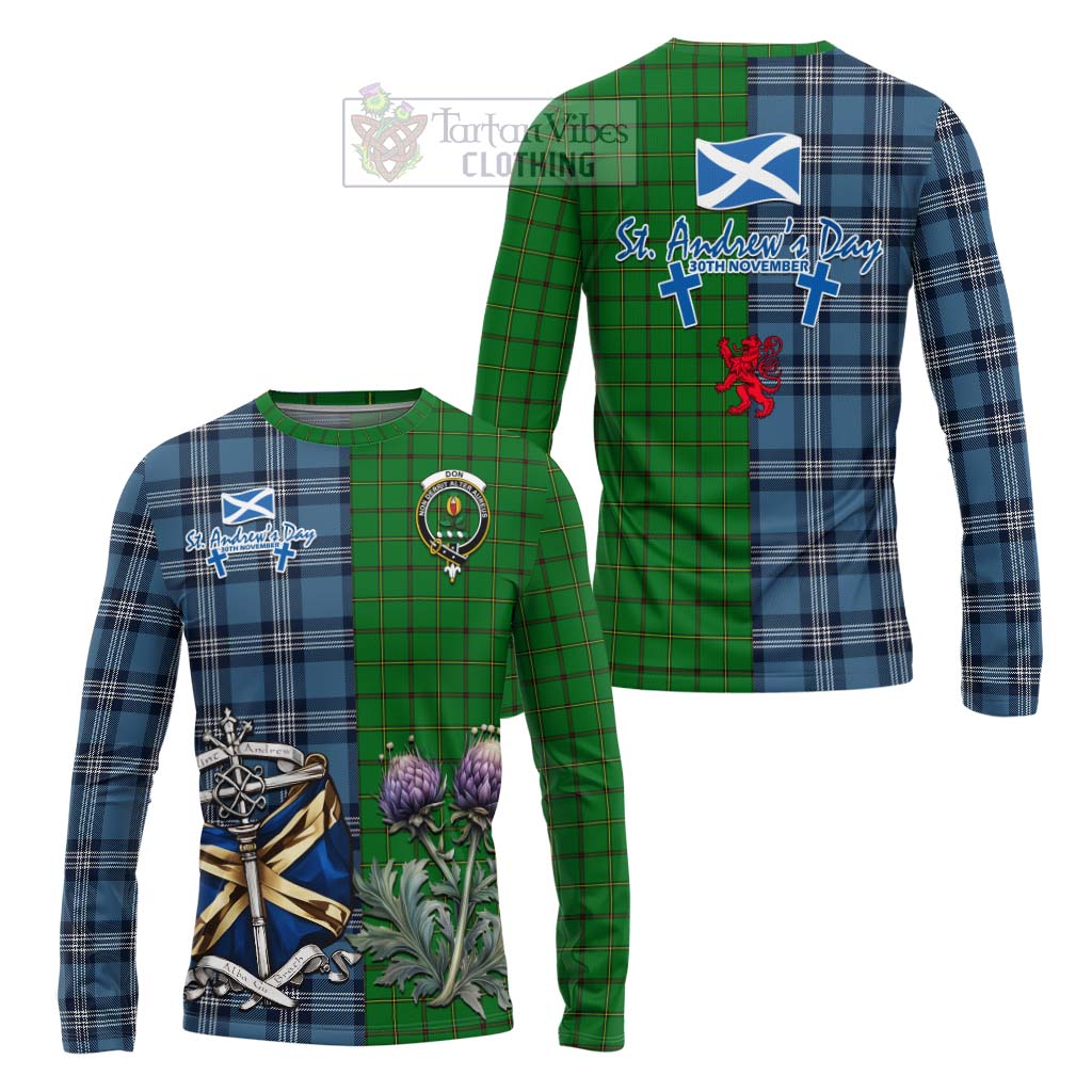 Don Tartan Long Sleeve T-Shirt Happy St. Andrew's Day Half Tartan Style Unisex - Tartan Vibes Clothing