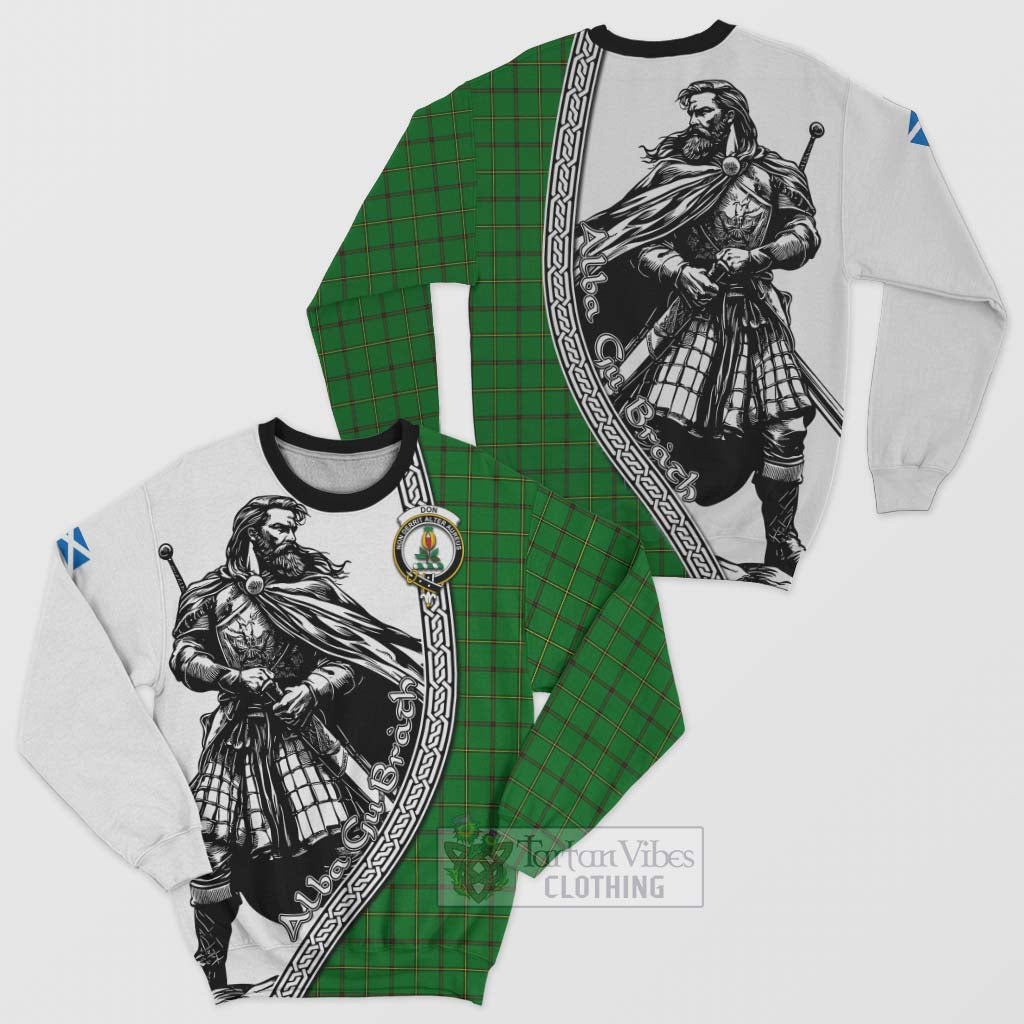 Don Tartan Clan Crest Sweatshirt with Highlander Warrior Celtic Style Unisex - Tartan Vibes Clothing