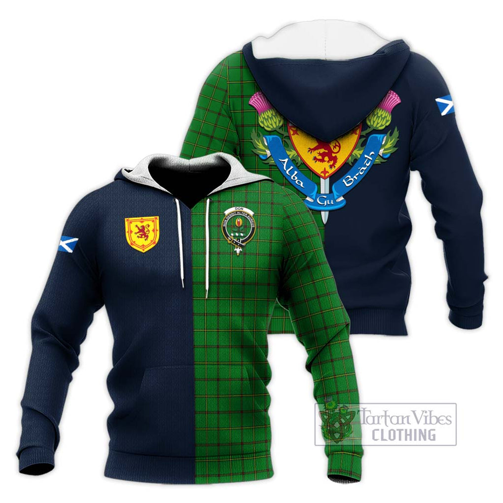 Don Tartan Knitted Hoodie Alba with Scottish Lion Royal Arm Half Style Unisex Knitted Pullover Hoodie - Tartan Vibes Clothing