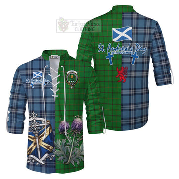 Don Tartan Ghillie Kilt Shirt Happy St. Andrew's Day Half Tartan Style Men - Tartan Vibes Clothing