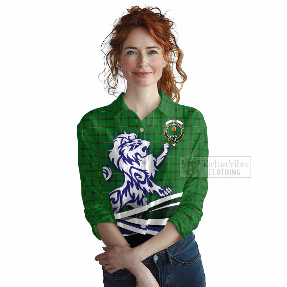 Don Tartan Women's Casual Shirt with Alba Gu Brath Regal Lion Emblem Female - Tartan Vibes Clothing