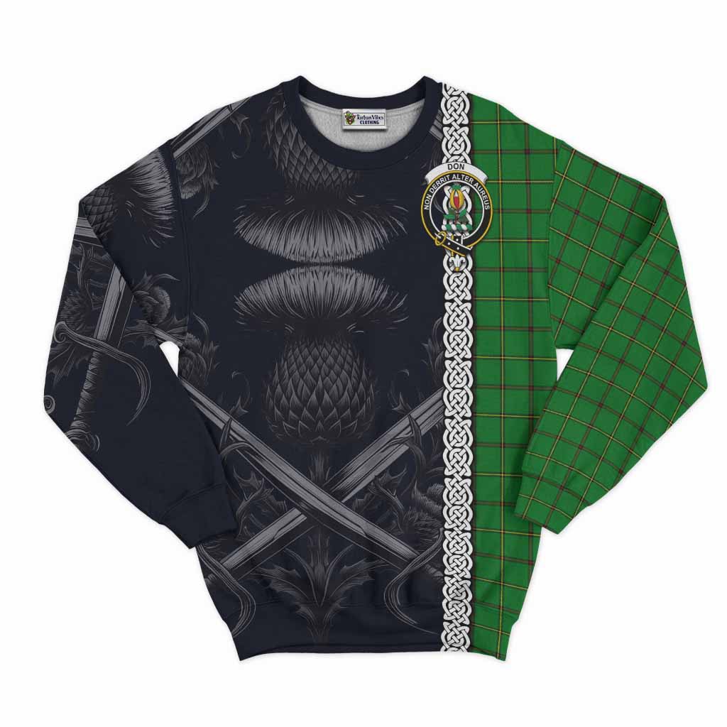 Don Tartan Sweatshirt with Family Crest Cross Sword Thistle Celtic Vibes Unisex - Tartan Vibes Clothing