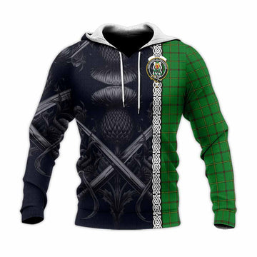 Don Tartan Knitted Hoodie with Family Crest Cross Sword Thistle Celtic Vibes Unisex Knitted Pullover Hoodie - Tartan Vibes Clothing