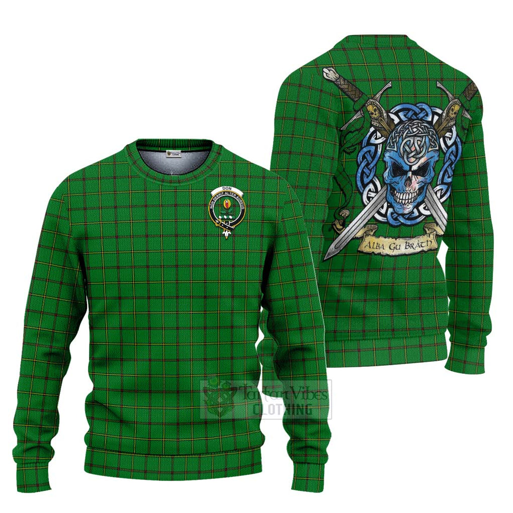 Don Tartan Ugly Sweater with Family Crest Celtic Skull Style Unisex - Tartan Vibes Clothing
