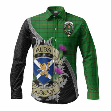 Tartan Vibes Clothing Don Tartan Family Crest Long Sleeve Button Shirt Lion Rampant Royal Thistle Shield Celtic Inspired