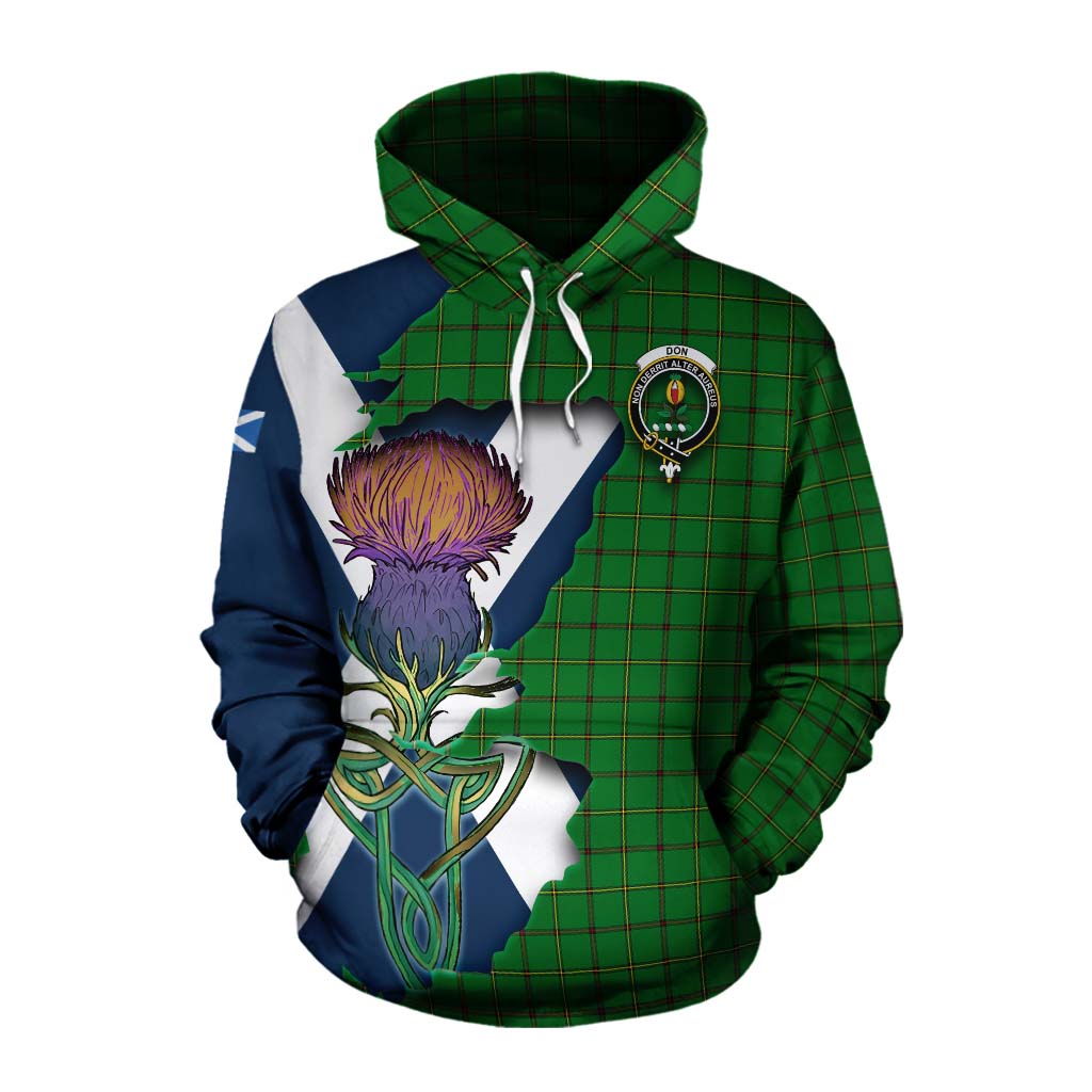 Don Tartan Family Crest Cotton Hoodie Scottish Thistle Celtic Inspired Pullover Hoodie XS - Tartan Vibes Clothing