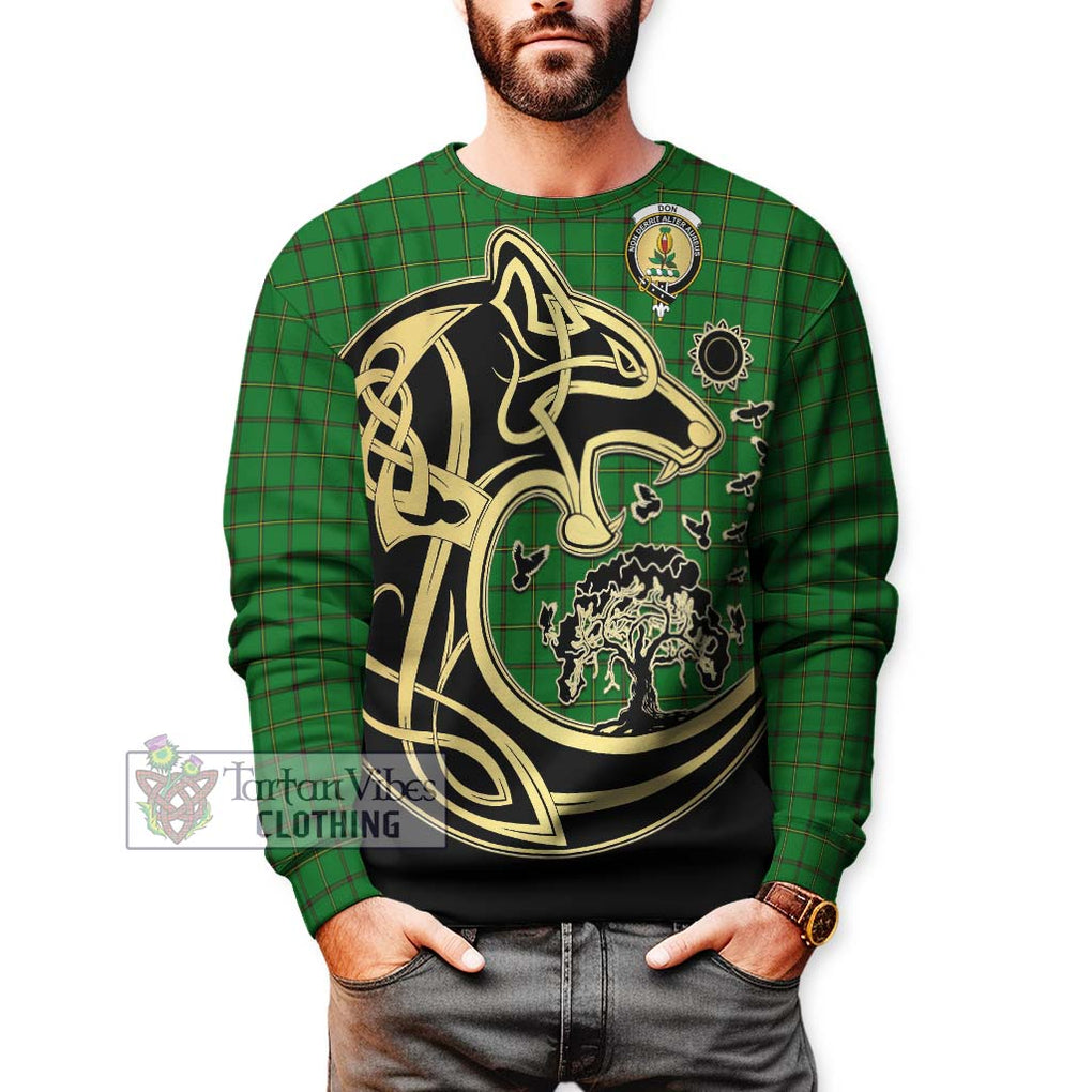 Don Tartan Sweatshirt with Family Crest Celtic Wolf Style Unisex - Tartan Vibes Clothing