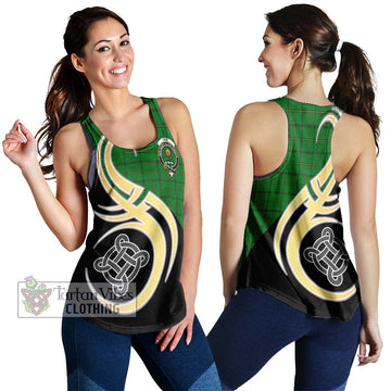 Don Tartan Women's Racerback Tanks with Family Crest and Celtic Symbol Style 4XL - Tartan Vibes Clothing