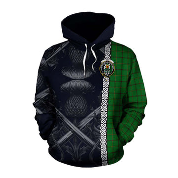 Don Tartan Cotton Hoodie with Family Crest Cross Sword Thistle Celtic Vibes Pullover Hoodie XS - Tartan Vibes Clothing