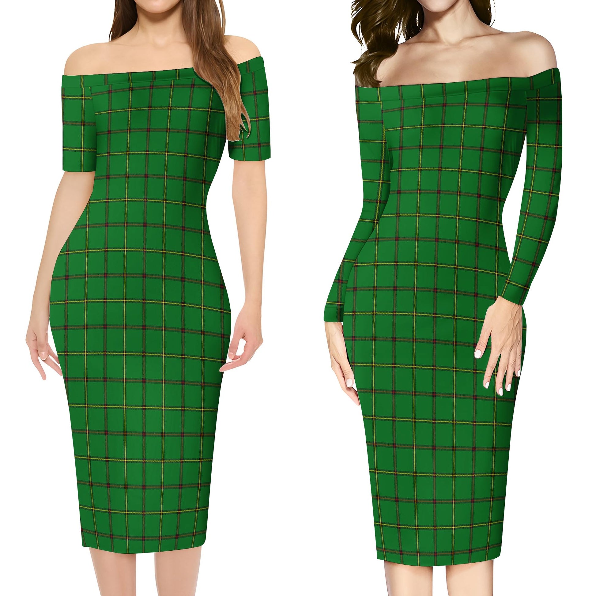 Don Tartan Off Shoulder Lady Dress Women's Dress - Tartan Vibes Clothing