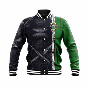 Don Tartan Baseball Jacket with Family Crest Cross Sword Thistle Celtic Vibes Unisex - Tartan Vibes Clothing