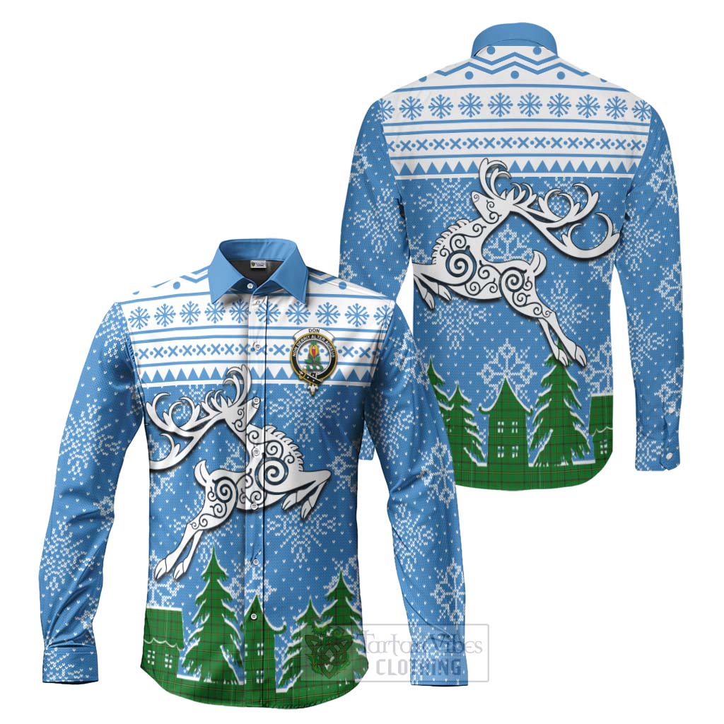 Don Clan Christmas Long Sleeve Button Shirt Celtic Reindeer Style Men's Shirt S - Tartan Vibes Clothing