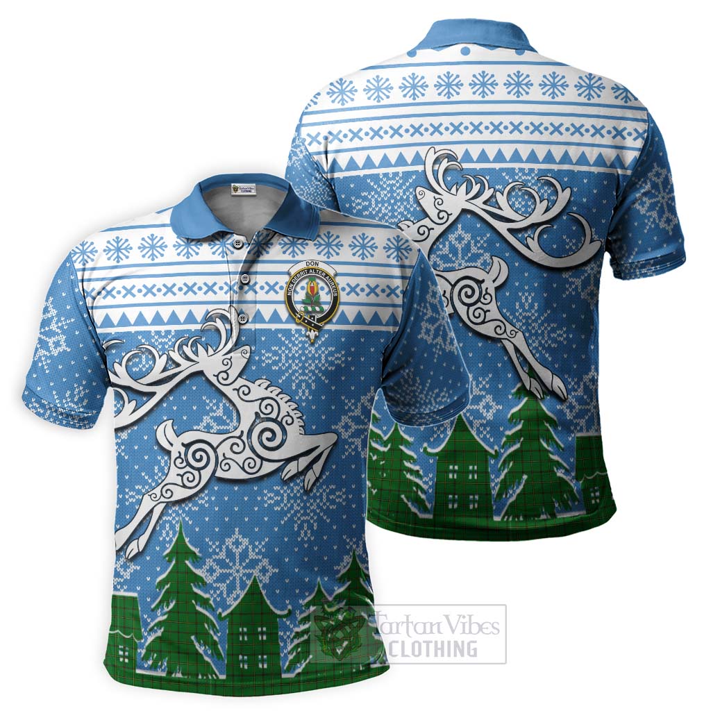 Tartan Vibes Clothing Don Clan Christmas Polo Shirt Celtic Reindeer Style