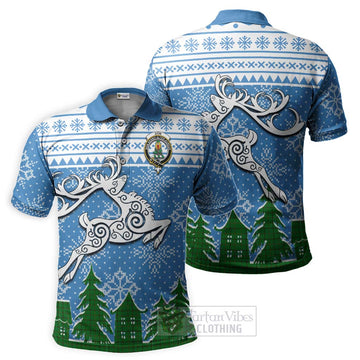 Tartan Vibes Clothing Don Clan Christmas Polo Shirt Celtic Reindeer Style
