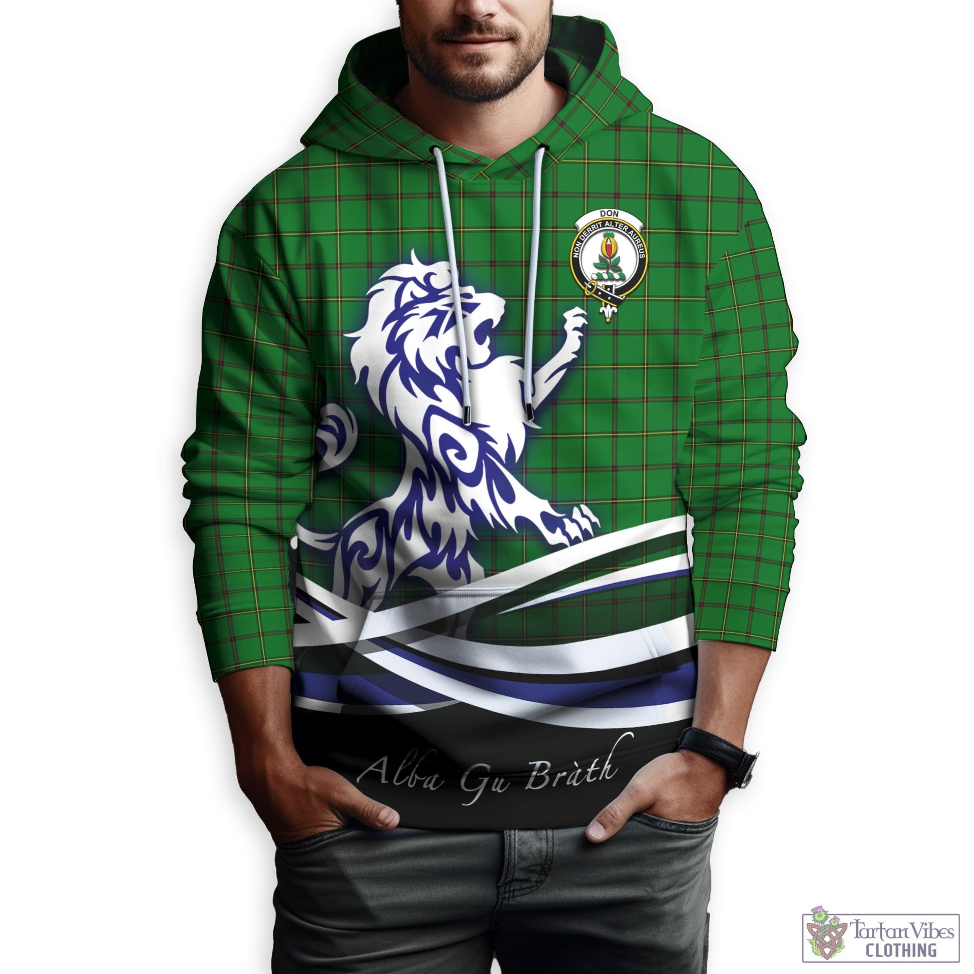 Don Tartan Hoodie with Alba Gu Brath Regal Lion Emblem Zip Hoodie - Tartan Vibes Clothing
