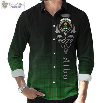 Don Tartan Long Sleeve Button Up Featuring Alba Gu Brath Family Crest Celtic Inspired