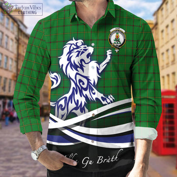 Don Tartan Long Sleeve Button Up Shirt with Alba Gu Brath Regal Lion Emblem
