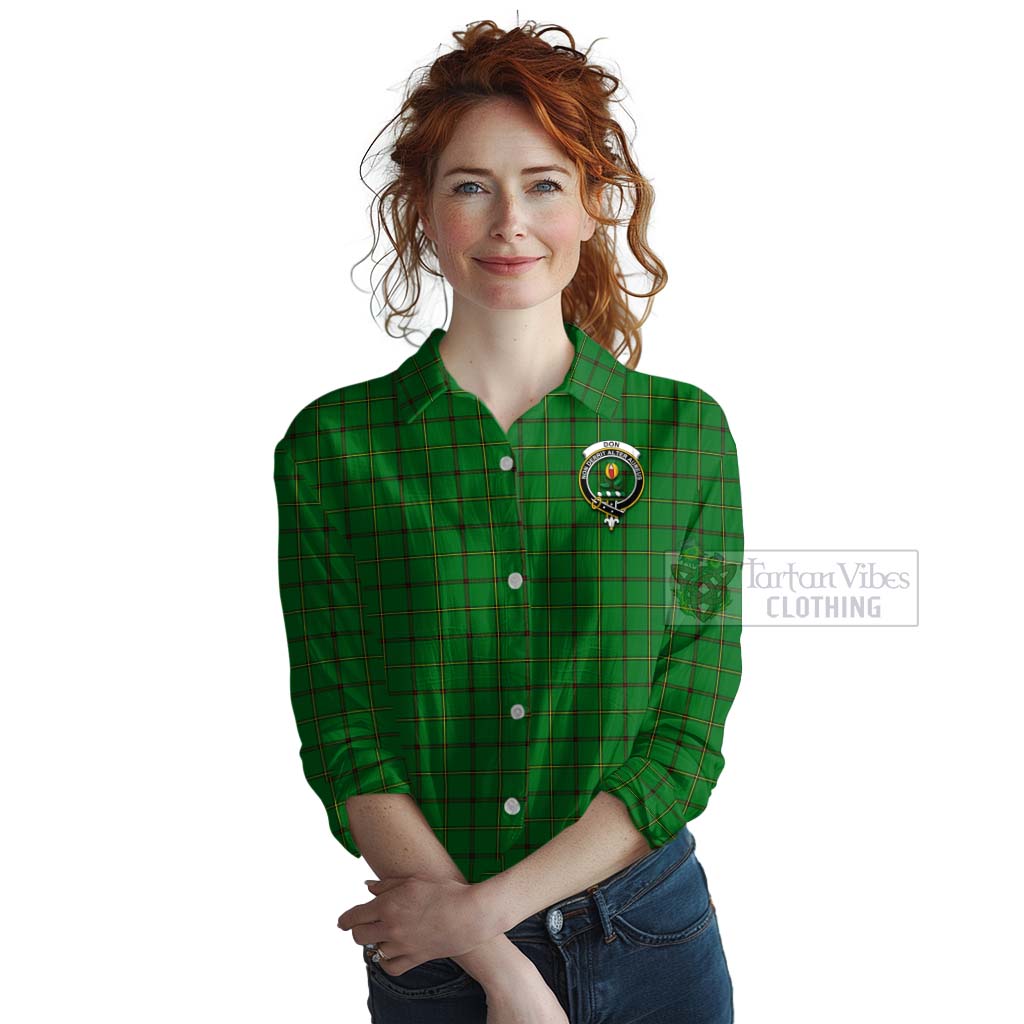 Don Tartan Women's Casual Shirt with Family Crest Celtic Skull Style Female - Tartan Vibes Clothing