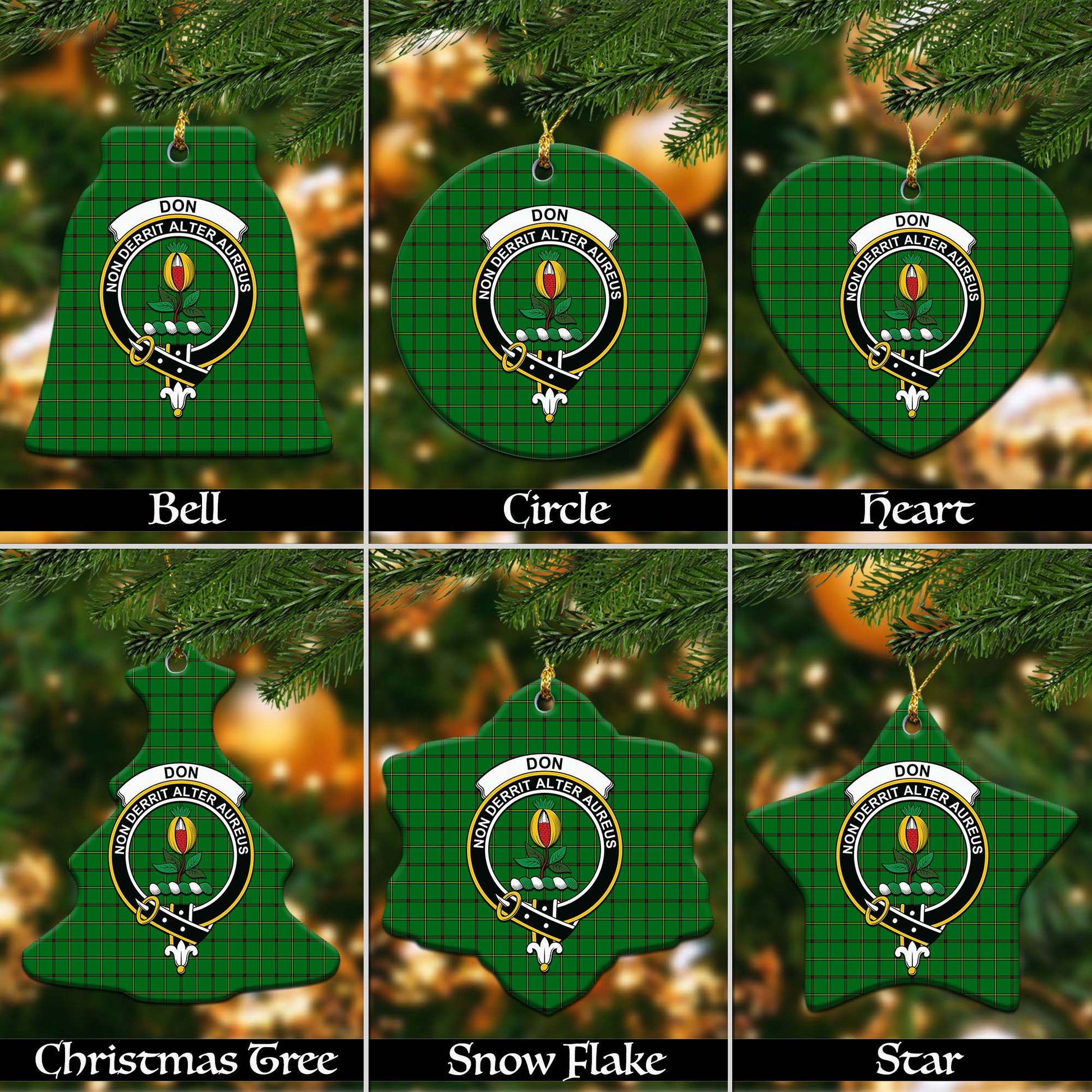 Don Tartan Christmas Ceramic Ornaments with Family Crest Ceramic - Tartan Vibes Clothing