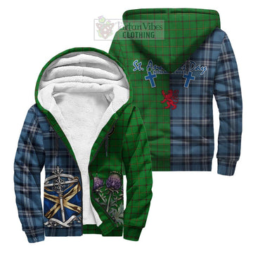Don Tartan Sherpa Hoodie Happy St. Andrew's Day Half Tartan Style Unisex S - Tartan Vibes Clothing