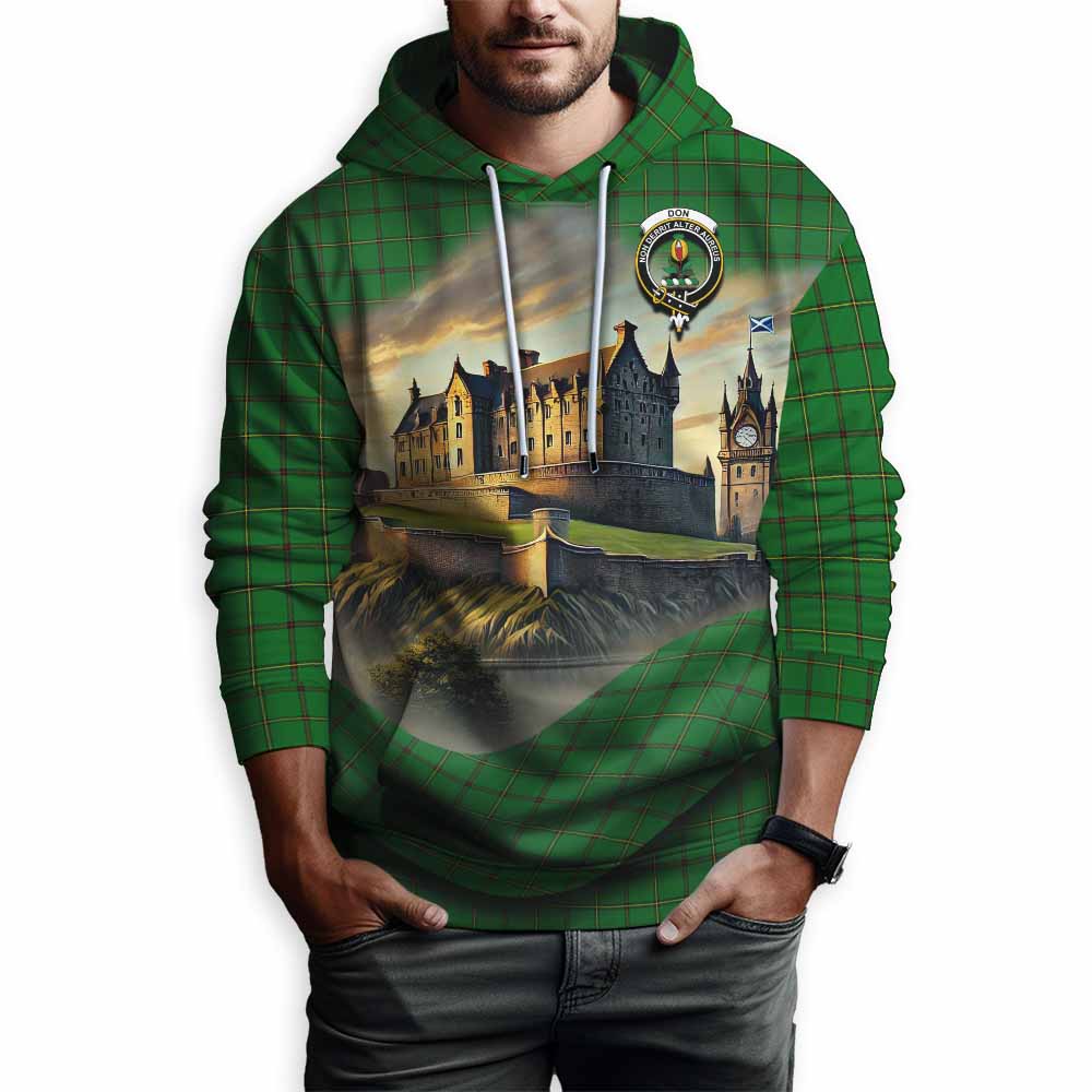 Don Tartan Family Crest Hoodie with Scottish Ancient Castle Style Pullover Hoodie - Tartan Vibes Clothing